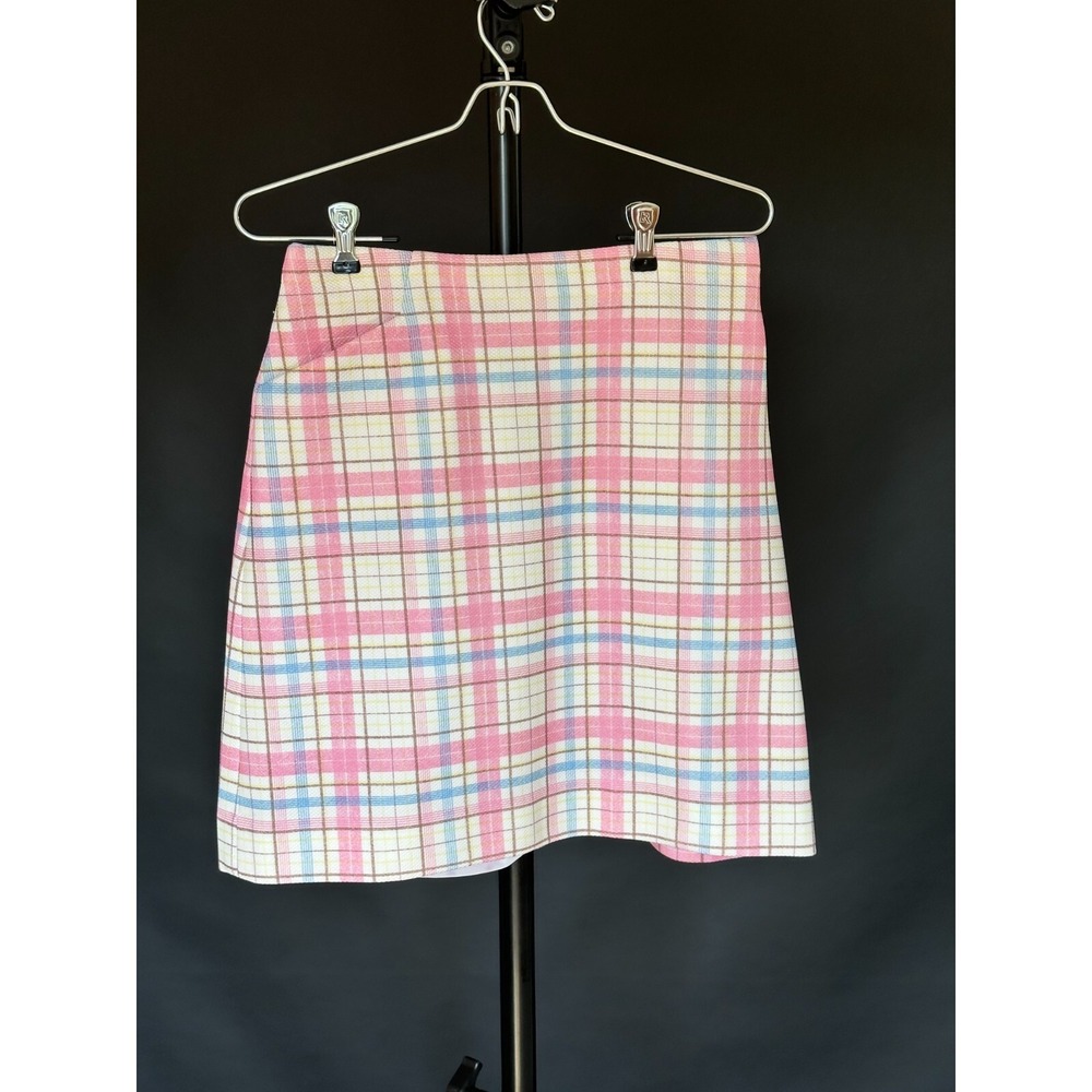 Vintage 1970s DiFini Originals Pastel Plaid Skirt‎ Pink Blue Easter Tennis Skirt